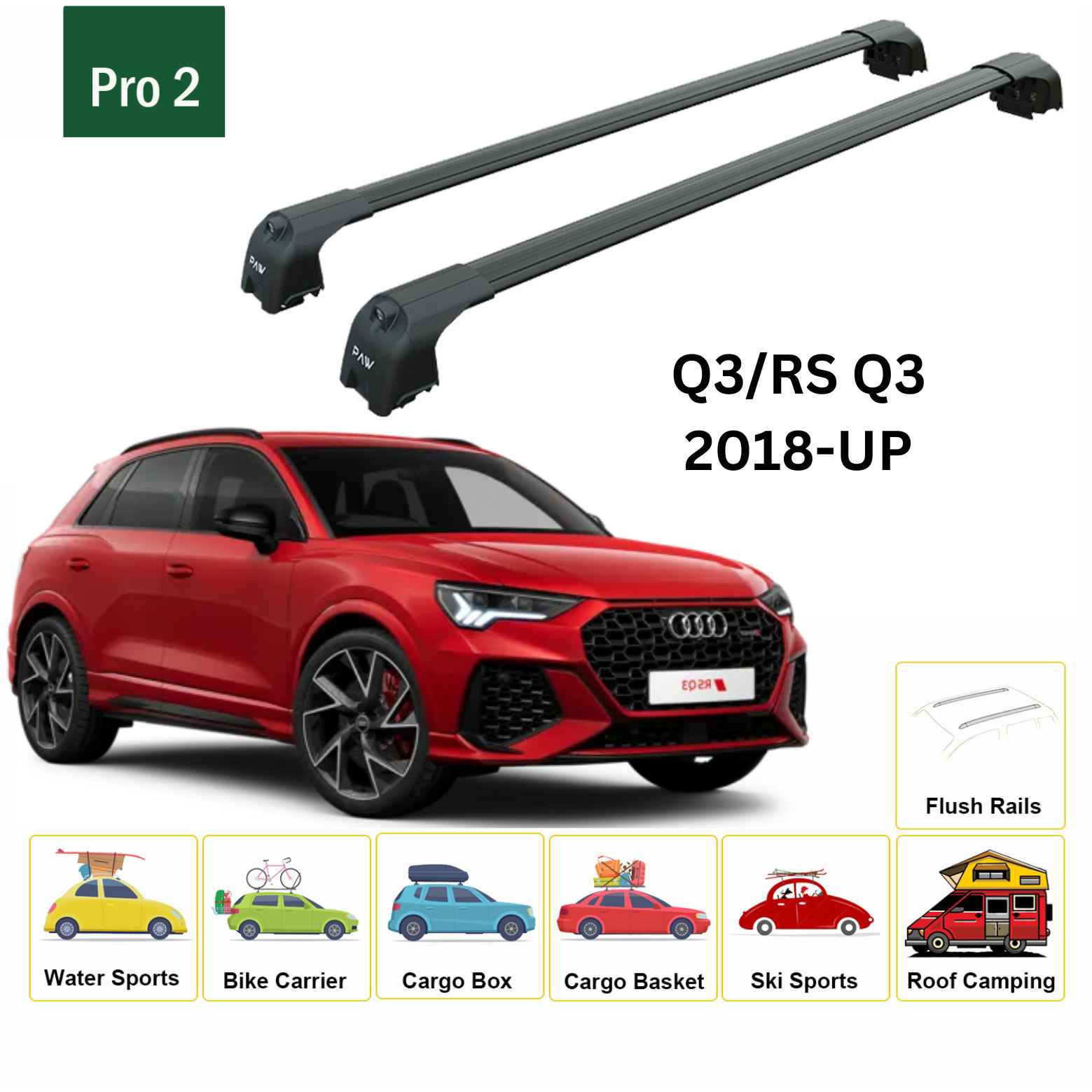 Audi Q3/Rs Q3 F3 2018-2025 Portbagaj Taşıyıcı Ara Atkisi - Ara Çubuk Paw Pro 2 Siyah