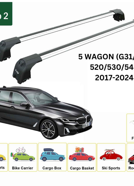 Bmw 5 Wagon G31 2017-2024 Portbagaj Taşıyıcı Ara Atkisi - Ara Çubuk Paw Pro 2 Gri