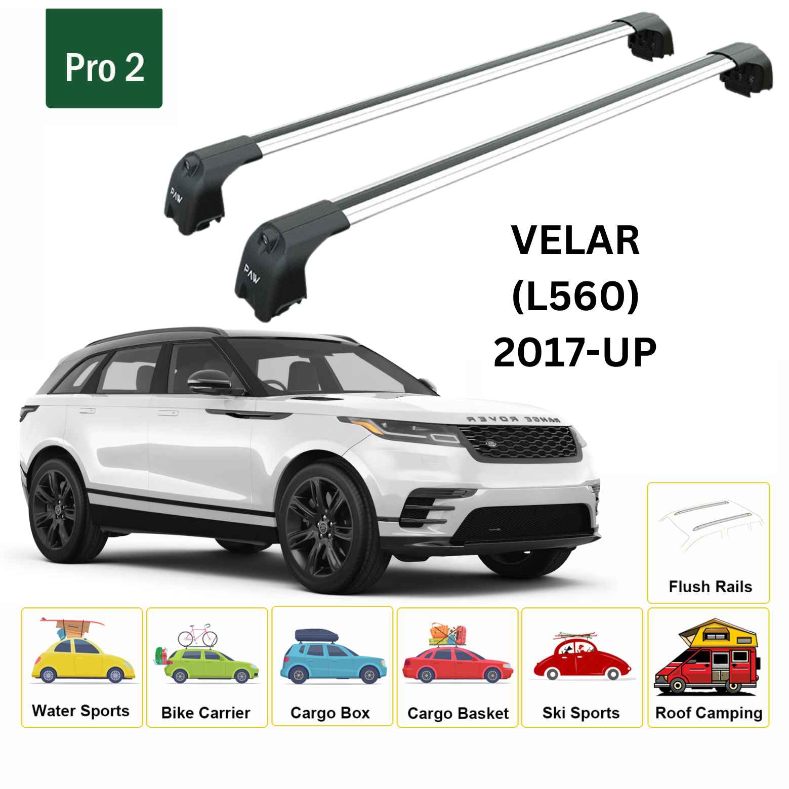 Land Rover Range Rover Velar (L560) 2017-2025 Portbagaj Taşıyıcı Ara Atkisi - Ara Çubuk Paw Pro 2 Gri