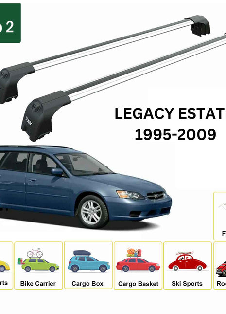 Subaru Legacy Estate 2003-2009 Type 2 Portbagaj Taşıyıcı Ara Atkisi - Ara Çubuk Paw Pro 2 Gri