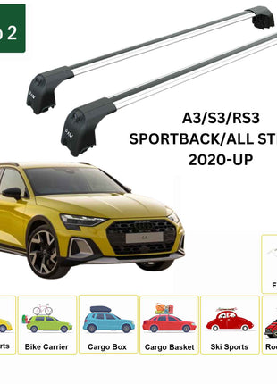 Audi A3 Sportback Portbagaj Taşıyıcı Ara Atkisi - Ara Çubuk Paw Pro 2 2020- Up Gri