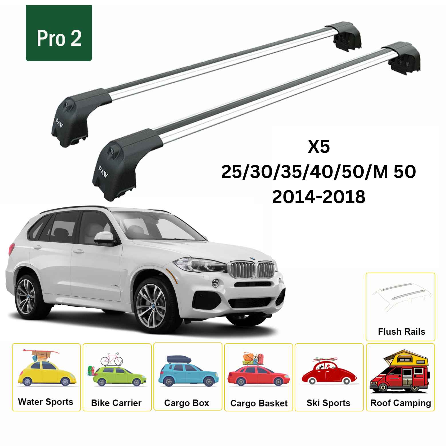 Bmw X5 (F15) 2014-2018 Portbagaj Taşıyıcı Ara Atkisi - Ara Çubuk Paw Pro 2 Gri