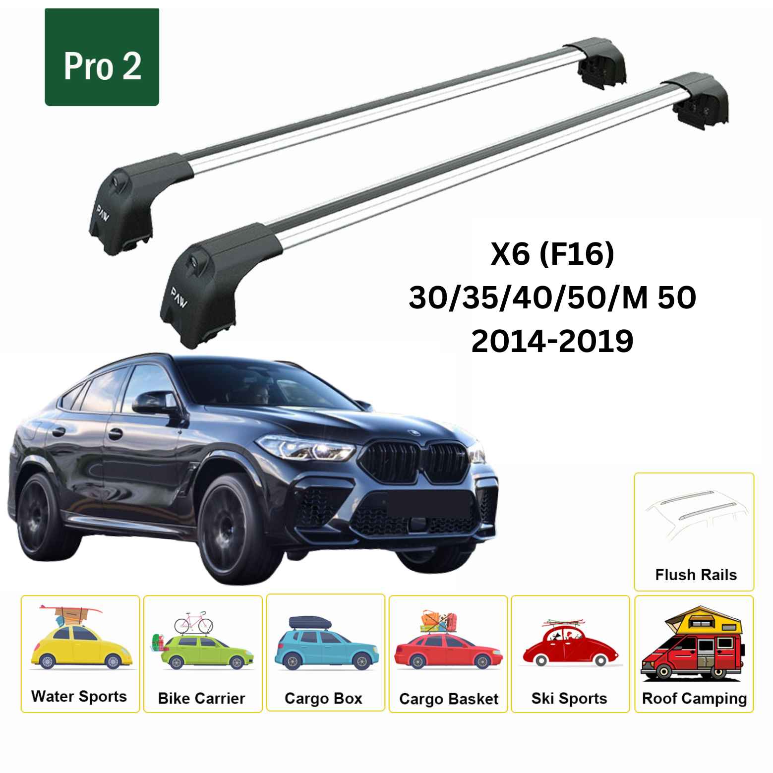 Bmw X6 G06 2019-2024 Portbagaj Taşıyıcı Ara Atkisi - Ara Çubuk Paw Pro 2 Gri