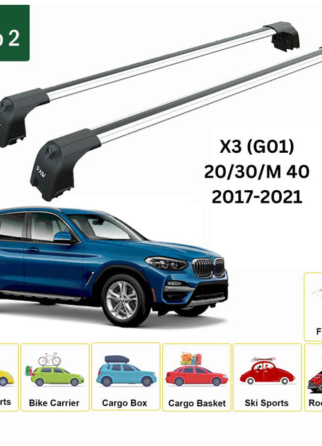 Bmw X3 G01 2018-2024 Portbagaj Taşıyıcı Ara Atkisi - Ara Çubuk Paw Pro 2 Gri