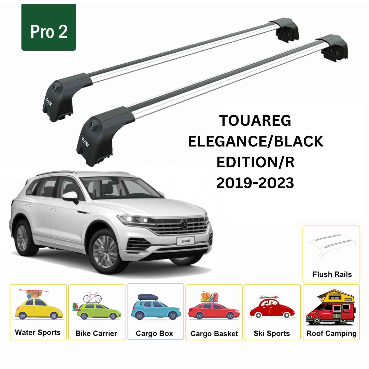 Volkswagen Touareg 2019-2023 Portbagaj Taşıyıcı Ara Atkisi - Ara Çubuk Paw Pro 2 Gri