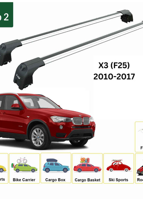 Bmw X3 F25 2010-2017 Portbagaj Taşıyıcı Ara Atkisi - Ara Çubuk Paw Pro 2 Gri