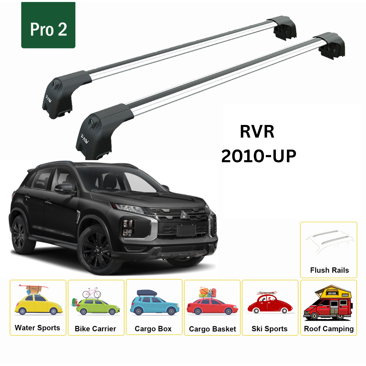 Mitsubishi Rvr 2010-2025 Portbagaj Taşıyıcı Ara Atkisi - Ara Çubuk Paw Pro 2 Gri