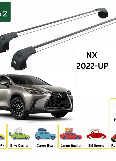 Lexus Nx-Series 2022-2025 Portbagaj Taşıyıcı Ara Atkisi - Ara Çubuk Paw Pro 2 Fix Gri
