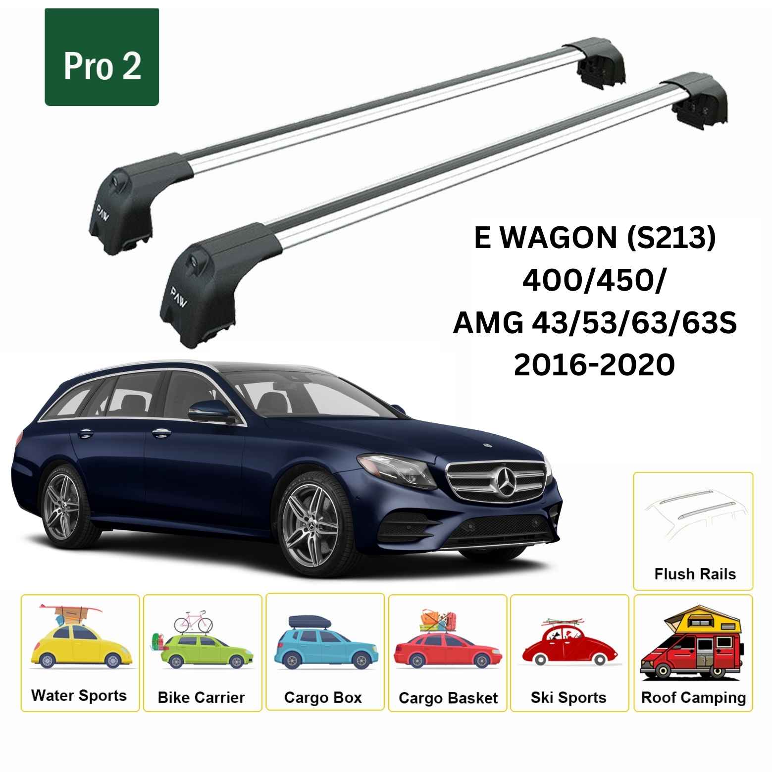 Mercedes E Wagon S213 2016-2020 Portbagaj Taşıyıcı Ara Atkisi - Ara Çubuk Paw Pro 2 Gri