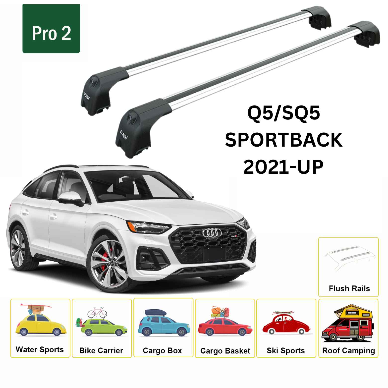 Audi Q5/Sq5 Sportback 2021-2025 Portbagaj Taşıyıcı Ara Atkisi - Ara Çubuk Paw Pro 2 Gri