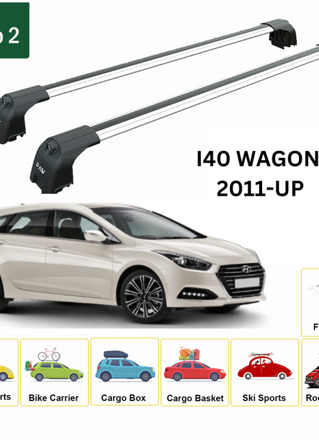 Hyundai İ40 Wagon 2011-2019 Portbagaj Taşıyıcı Ara Atkisi - Ara Çubuk Paw Pro 2 Gri