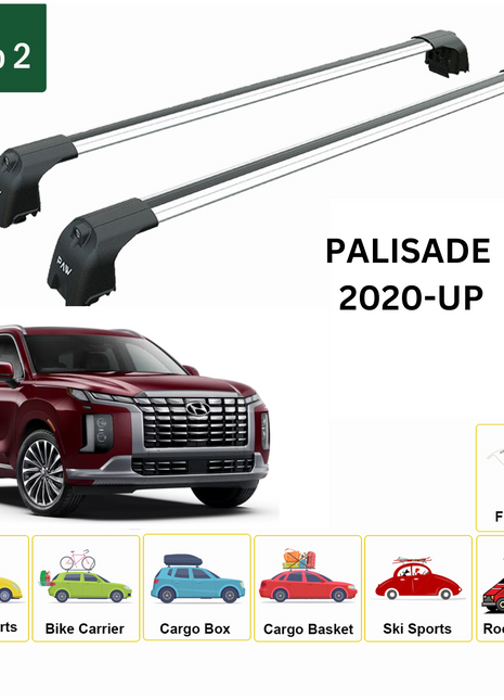 Hyundai Palisade 2020-2025 Portbagaj Taşıyıcı Ara Atkisi - Ara Çubuk Paw Pro 2 Gri