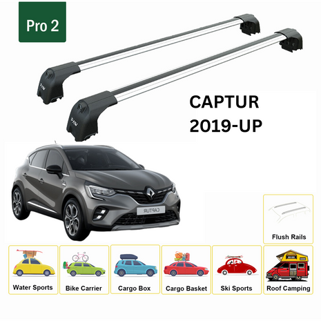 Renault Captur 2019-2025 Portbagaj Taşıyıcı Ara Atkisi - Ara Çubuk Paw Pro 2 Gri