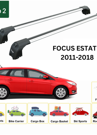 Ford Focus Estate (C346) 2011-2018 Portbagaj Taşıyıcı Ara Atkisi - Ara Çubuk Paw Pro 2 Gri