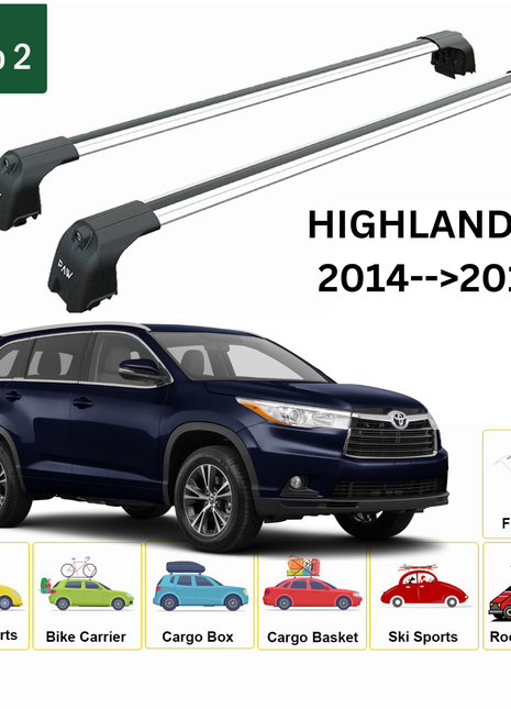 Toyota Highlander 2014-2019 Portbagaj Taşıyıcı Ara Atkisi - Ara Çubuk Paw Pro 2 Gri