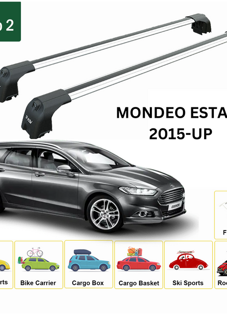 Ford Mondeo Estate 2015-2022 Portbagaj Taşıyıcı Ara Atkisi - Ara Çubuk Paw Pro 2 Gri