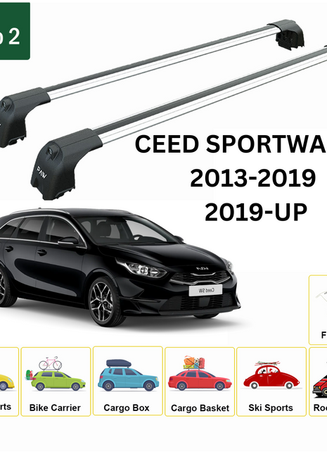 Kia Ceed Sportswagon 2013-2018 Portbagaj Taşıyıcı Ara Atkisi - Ara Çubuk Paw Pro 2 Gri