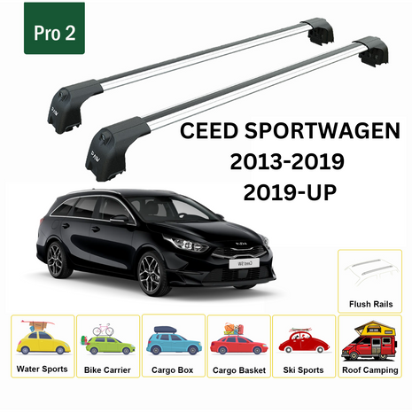 Kia Ceed Sportswagon 2013-2018 Portbagaj Taşıyıcı Ara Atkisi - Ara Çubuk Paw Pro 2 Gri