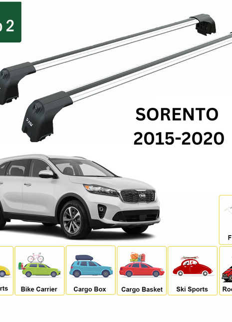 Kia Sorento 2015-2020 Portbagaj Taşıyıcı Ara Atkisi - Ara Çubuk Paw Pro 2 Gri