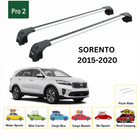 Kia Sorento 2015-2020 Portbagaj Taşıyıcı Ara Atkisi - Ara Çubuk Paw Pro 2 Gri