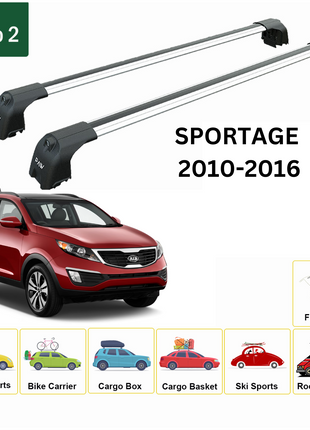 Kia Sportage 2010-2016 Portbagaj Taşıyıcı Ara Atkisi - Ara Çubuk Paw Pro 2 Gri