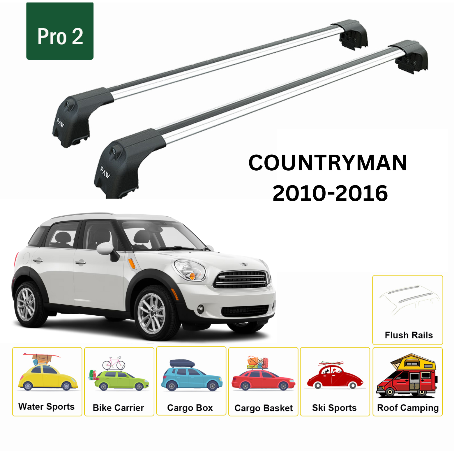 Mini Countryman R60 2010-2016 Portbagaj Taşıyıcı Ara Atkisi - Ara Çubuk Paw Pro 2 Gri
