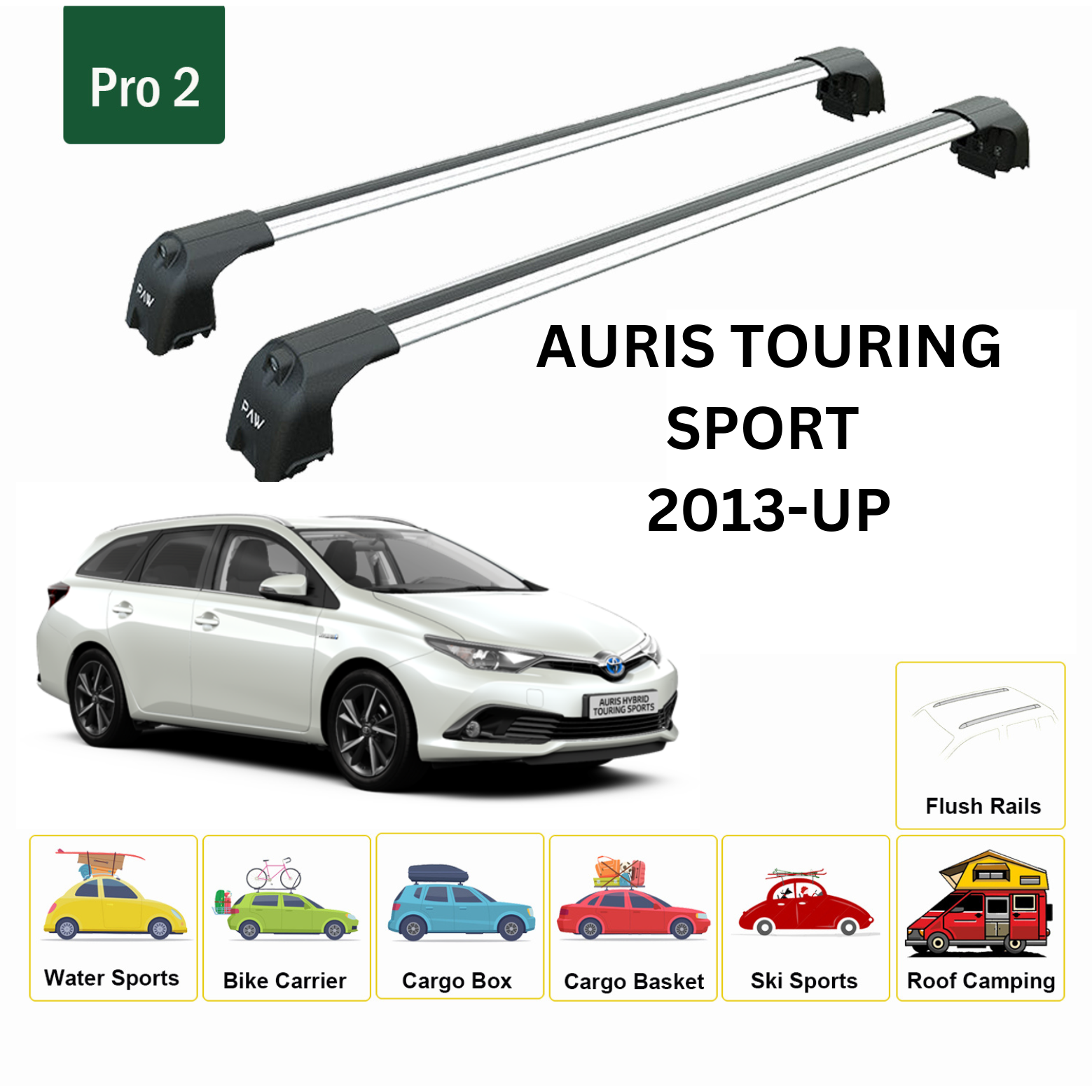 Toyota Auris Touringsport 2013-2019 Portbagaj Taşıyıcı Ara Atkisi - Ara Çubuk Paw Pro 2 Gri
