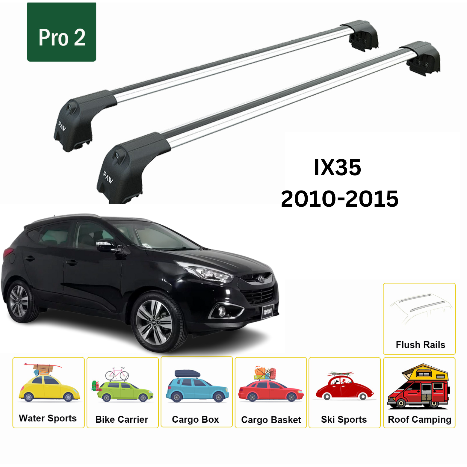 Hyundai İx35 2010-2015 Portbagaj Taşıyıcı Ara Atkisi - Ara Çubuk Paw Pro 2 Gri