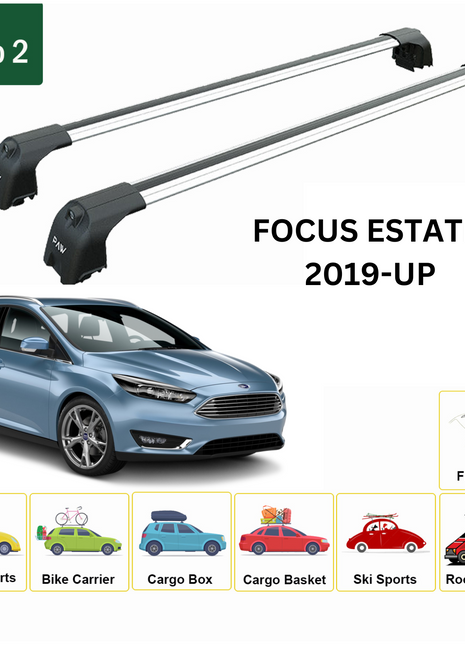 Ford Focus Estate (C519) 2019-2025 Portbagaj Taşıyıcı Ara Atkisi - Ara Çubuk Paw Pro 2 Gri