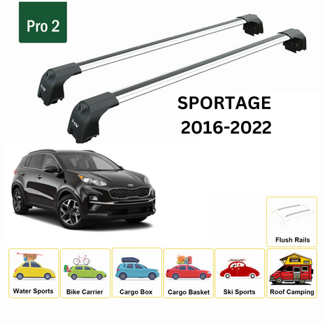 Kia Sportage 2016-2022 Portbagaj Taşıyıcı Ara Atkisi - Ara Çubuk Paw Pro 2 Gri