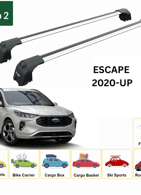 Ford Escape Cx482 2020-2025 Portbagaj Taşıyıcı Ara Atkisi - Ara Çubuk Paw Pro 2 Gri