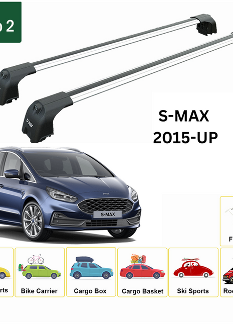 Ford S-Max (Cd539) 2015-2025 Portbagaj Taşıyıcı Ara Atkisi - Ara Çubuk Paw Pro 2 Gri