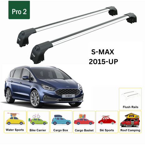 Ford S-Max (Cd539) 2015-2025 Portbagaj Taşıyıcı Ara Atkisi - Ara Çubuk Paw Pro 2 Gri