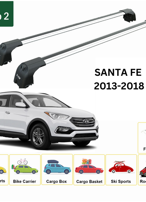Hyundai Santa Fe (Dm) 2013-2018 Portbagaj Taşıyıcı Ara Atkisi - Ara Çubuk Paw Pro 2 Gri