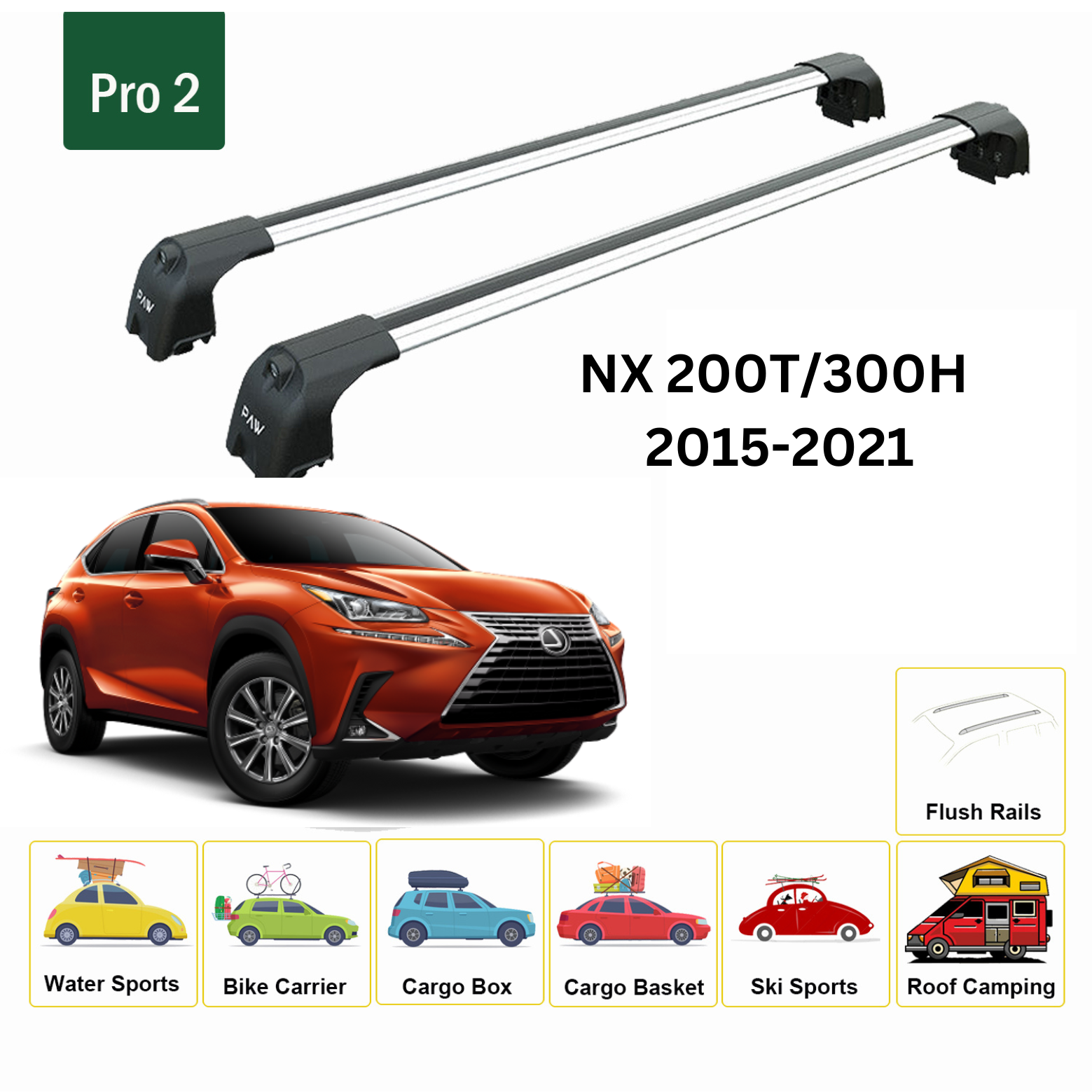 Lexus Nx-Series 2015-2021 Portbagaj Taşıyıcı Ara Atkisi - Ara Çubuk Paw Pro 2 Gri