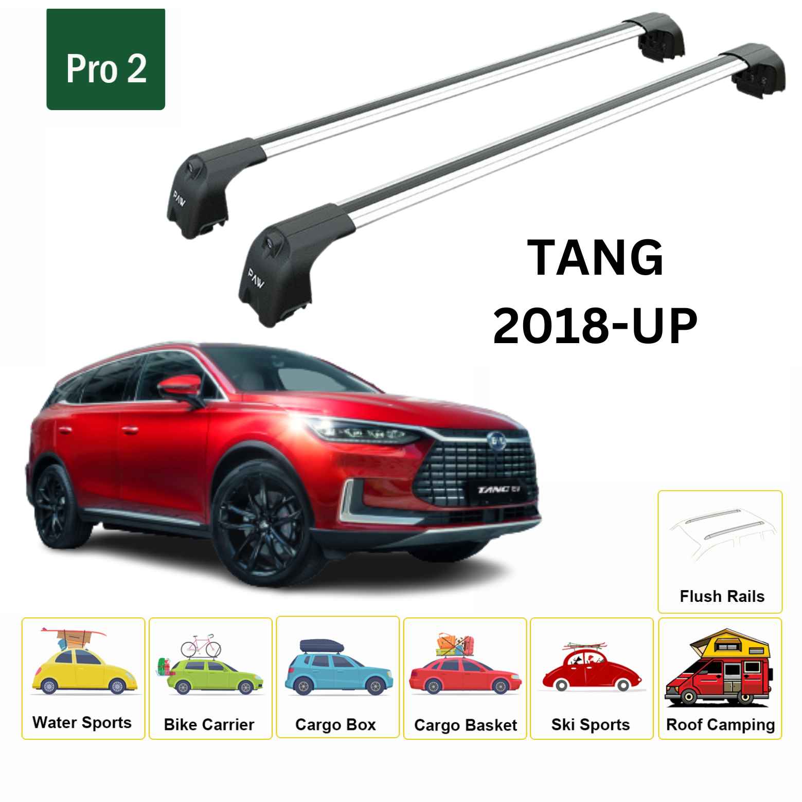 Byd Tang 2018-2024 Portbagaj Taşıyıcı Ara Atkisi - Ara Çubuk Paw Pro 2 Gri
