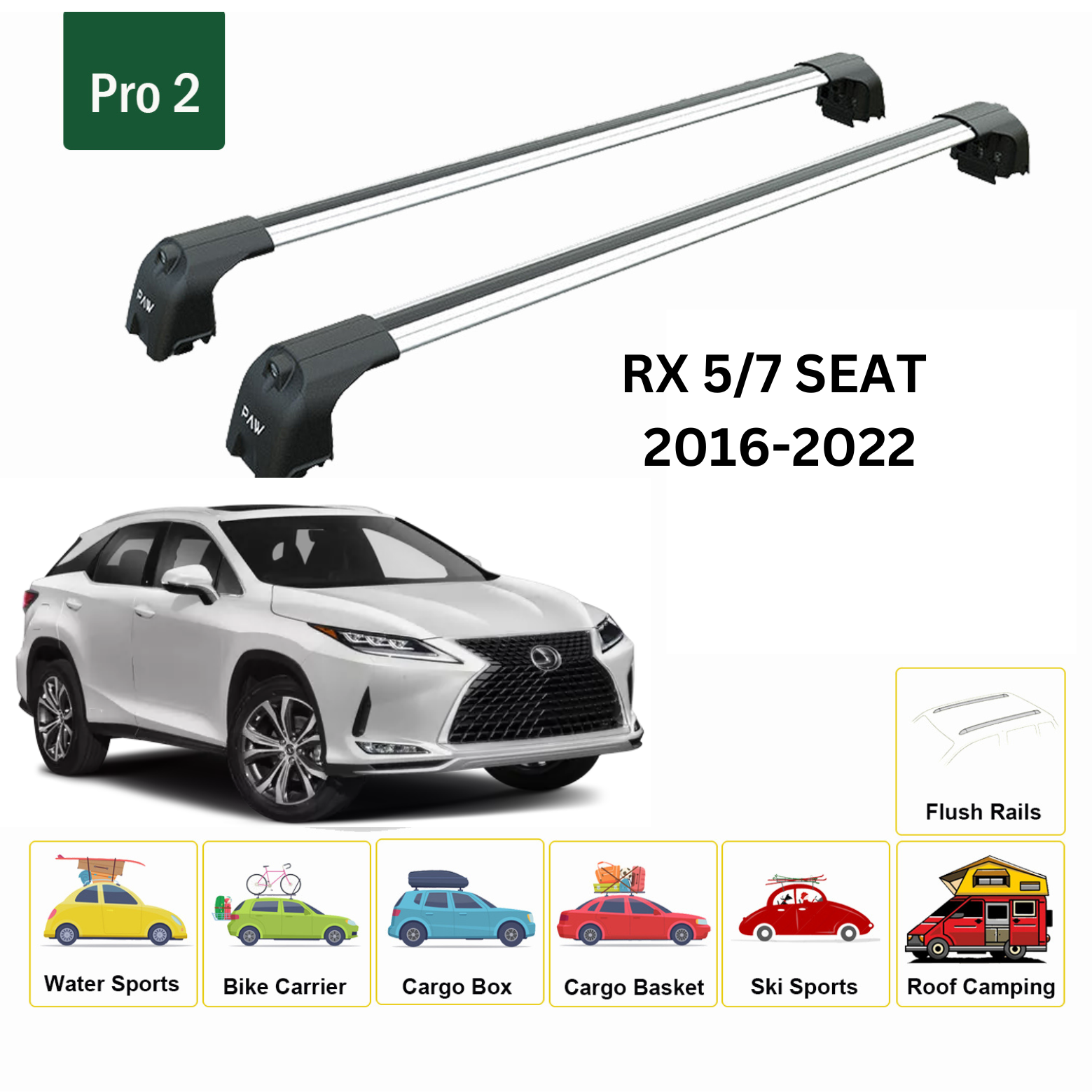 Lexus Rx 2016-2022 Portbagaj Taşıyıcı Ara Atkisi - Ara Çubuk Paw Pro 2 Gri