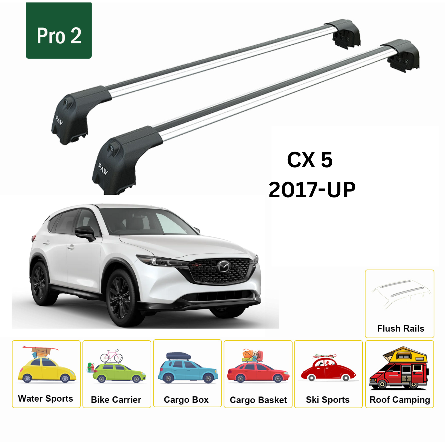 Mazda Cx 5 2017-2025 Portbagaj Taşıyıcı Ara Atkisi - Ara Çubuk Paw Pro 2 Gri
