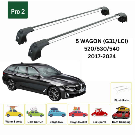 Bmw 5 Wagon G31 2017-2024 Portbagaj Taşıyıcı Ara Atkisi - Ara Çubuk Paw Pro 2 Gri
