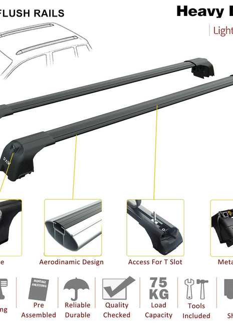 Land Rover Defender 130 2020-2025 Roof Rack Cross Bars T Slot Rail Gri