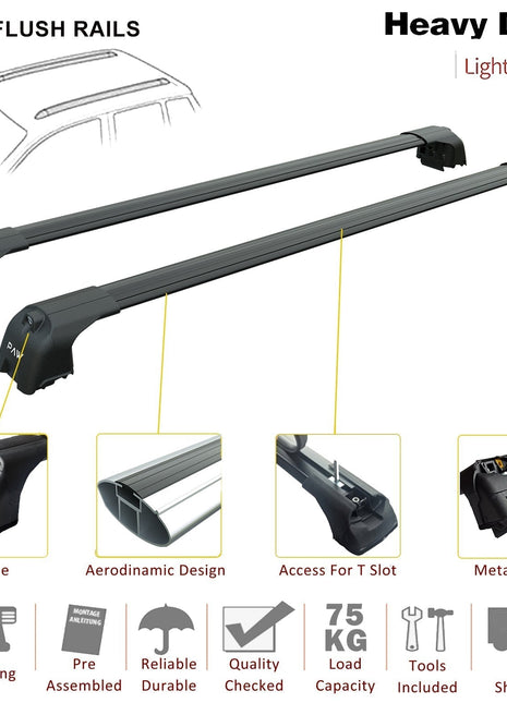 For Bmw 2 Active Tourer F45 2014-2021 Roof Rack Cross Bars Flush Rail Silver