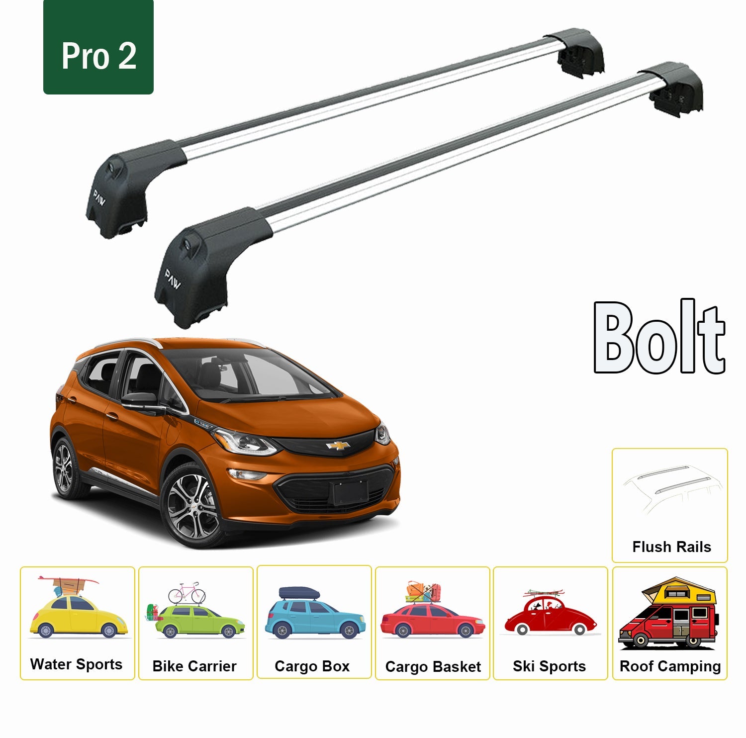 Chevrolet Bolt / Bolt Ev 2017-2023 Portbagaj Taşıyıcı Ara Atkisi - Ara Çubuk Paw Pro 2 Gri
