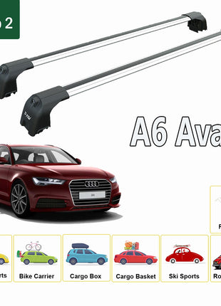 Audi A6 C7 Avant 2012-2018 Portbagaj Taşıyıcı Ara Atkisi - Ara Çubuk Paw Pro 2 Gri