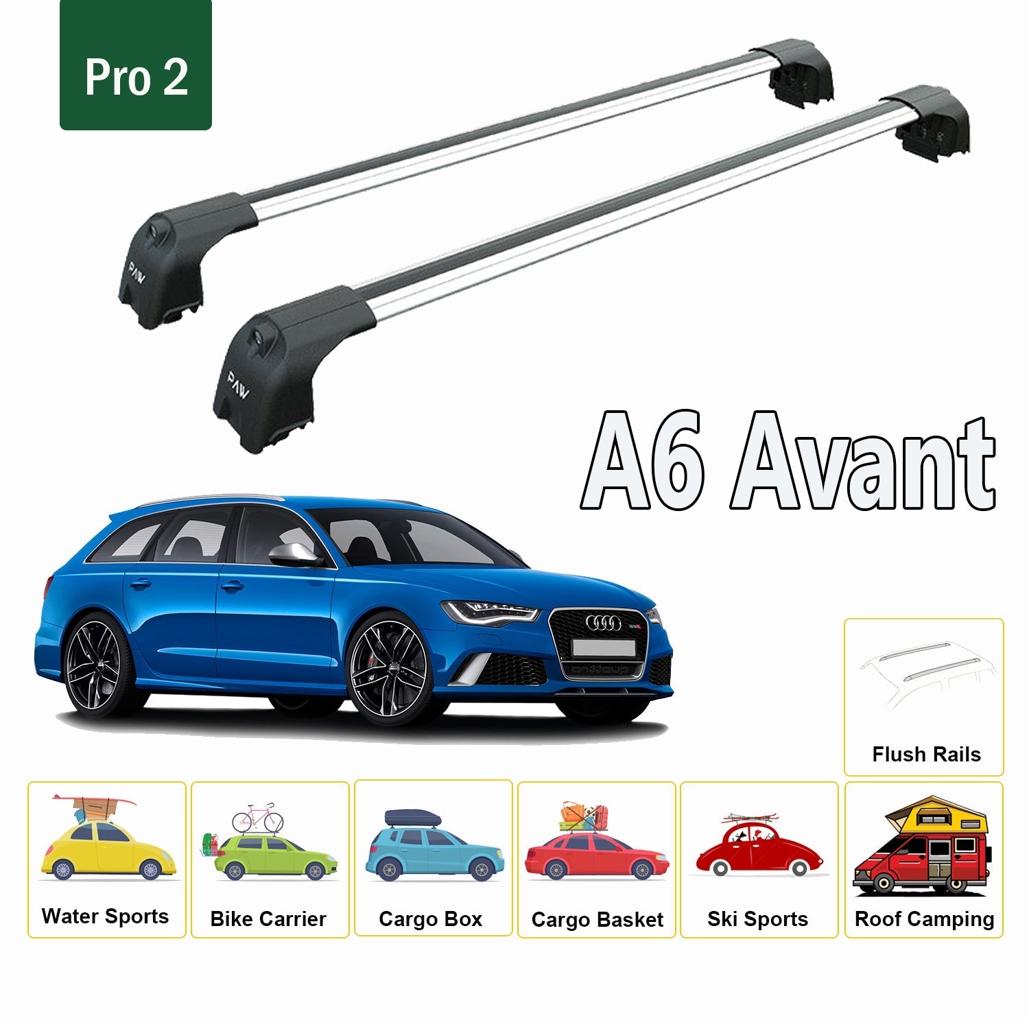 Audi A6 C8 Avant 2019-2025 Portbagaj Taşıyıcı Ara Atkisi - Ara Çubuk Paw Pro 2 Siyah