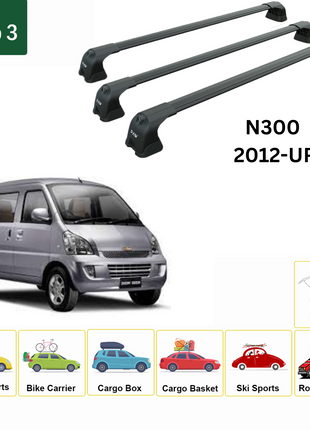 Chevrolet N300 2012-2020 Roof Rack Cross Bars Metal Bracket Fix Point 3 Qty. Alu Siyah
