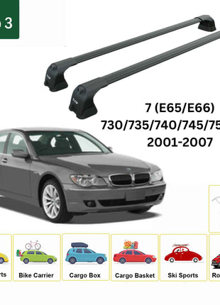 Bmw 7 (E65/66) 2001-2007 Portbagaj Taşıyıcı Ara Atkı Aparatı Paw Pro 3 Siyah