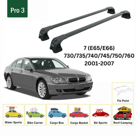 Bmw 7 (E65/66) 2001-2007 Portbagaj Taşıyıcı Ara Atkı Aparatı Paw Pro 3 Siyah