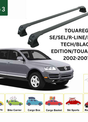 Volkswagen Touareg 2002-2007 Portbagaj Taşıyıcı Ara Atkı Aparatı Paw Pro 3 Siyah
