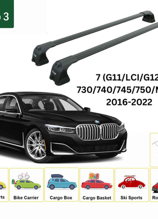 Bmw 7 (G11/Lcı/G12) 2016-2022 Portbagaj Taşıyıcı Ara Atkı Aparatı Paw Pro 3 Siyah