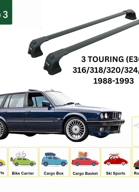 Bmw 3 Touring E30 1988-1993 Portbagaj Taşıyıcı Ara Atkı Aparatı Paw Pro 3 Siyah